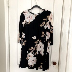 Black and Floral Dress with Sleeves